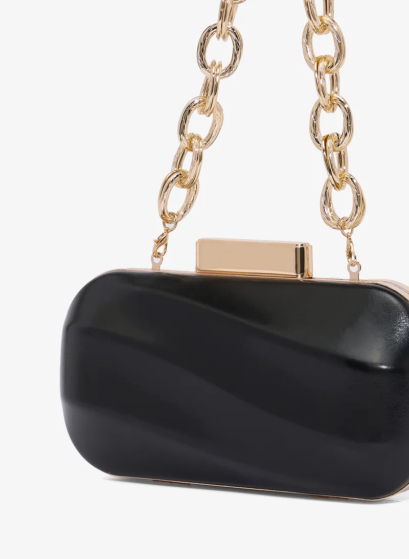 Khizana Black Metallic Statement Bag With Thick Chain for Women | Best Price UAE
